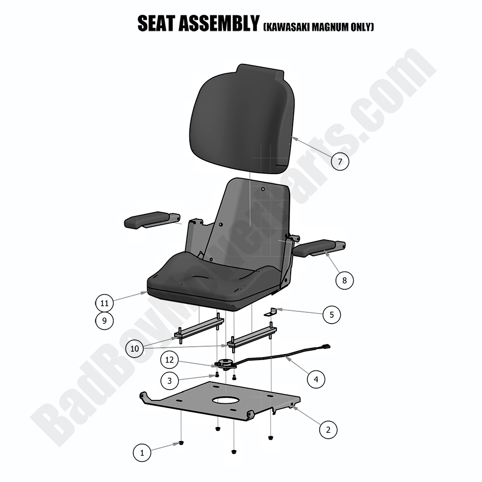 1712 - Bad Boy Mower Parts Lookup > 2018 > MZ > Seat Assembly - Kawasaki Units